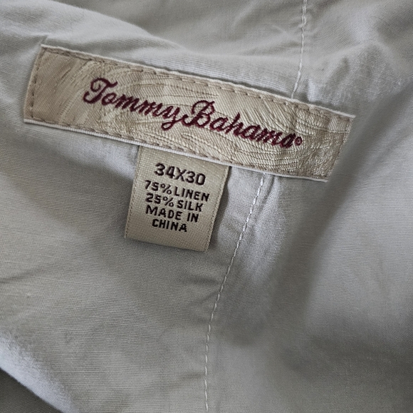 Tommy Bahama Cream Linen And Silk Blend Slacks Casual Elegance Vacation - Picture 3 of 3